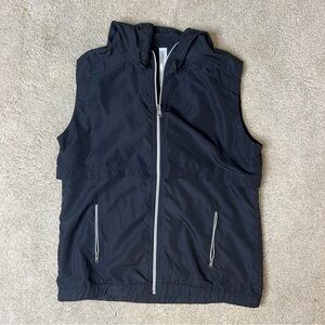 Lorna Jane Black Hooded Vest with Zipper Pockets